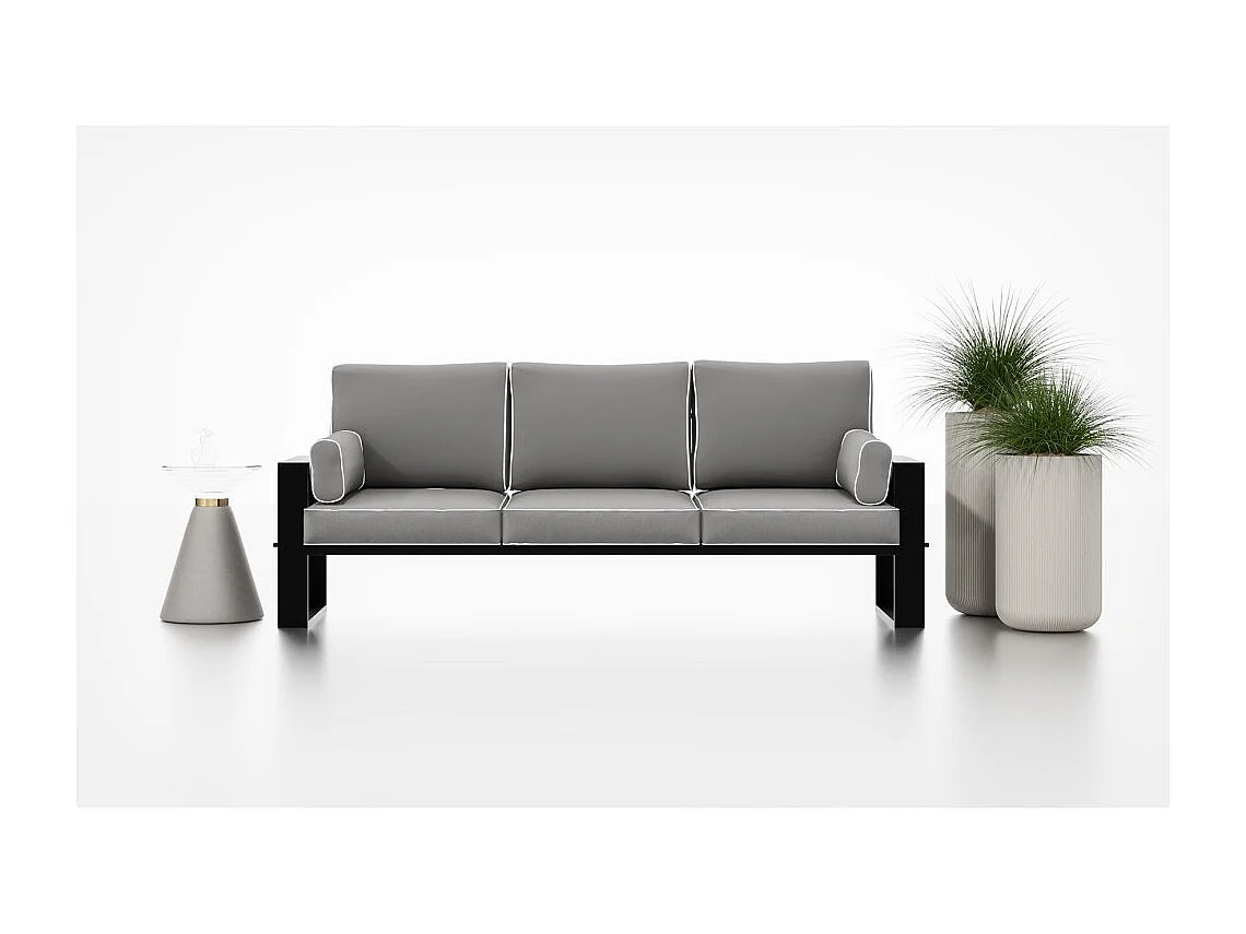 Canapé de jardin 3 places VERDINO avec cadre métallique anthracite