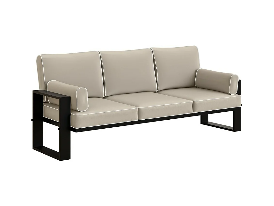 Canapé de jardin 3 places VERDINO avec cadre métallique beige