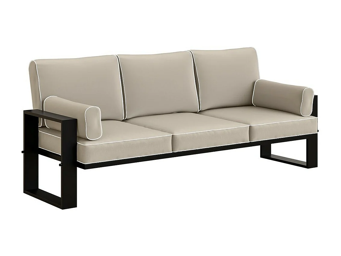 Canapé de jardin 3 places VERDINO avec cadre métallique beige
