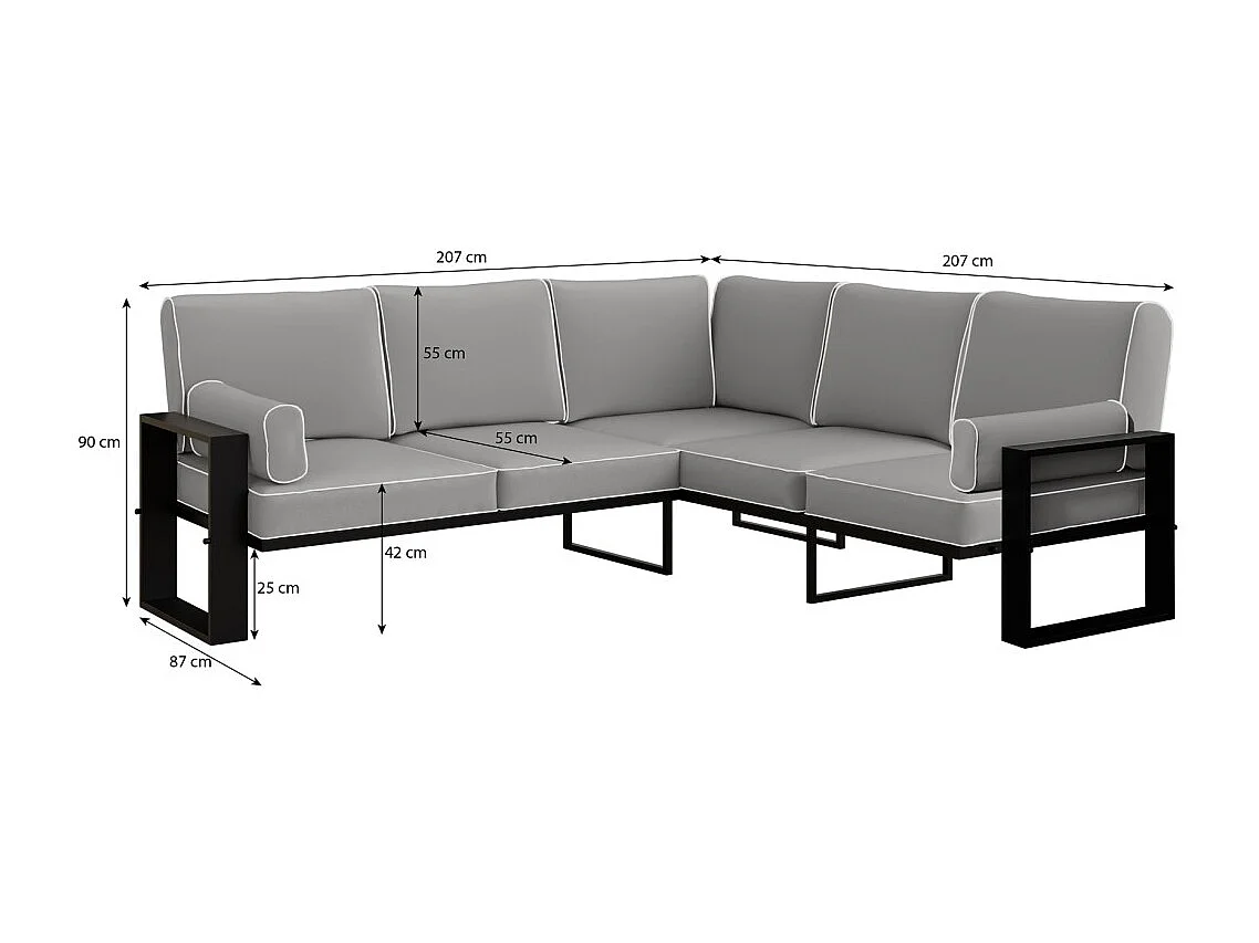 Tuinhoek VERDINO 2R2 met metalen frame antraciet