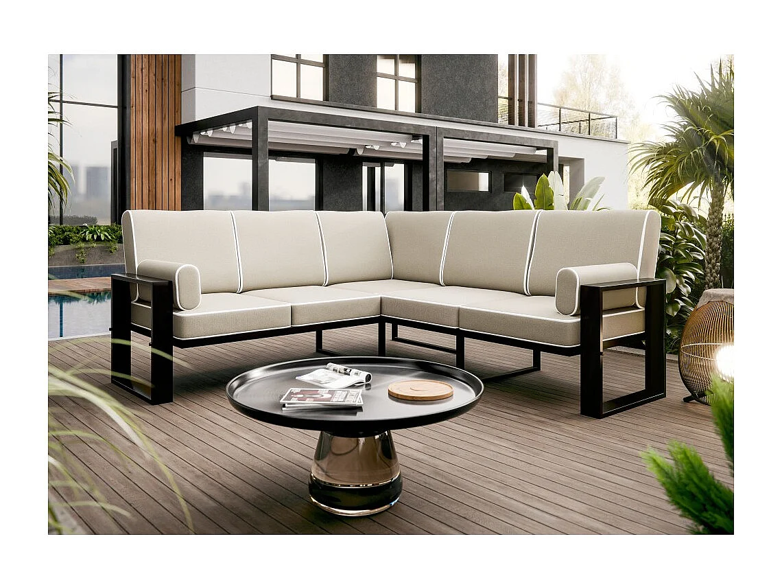 Coin jardin VERDINO 2R2 avec cadre métallique beige