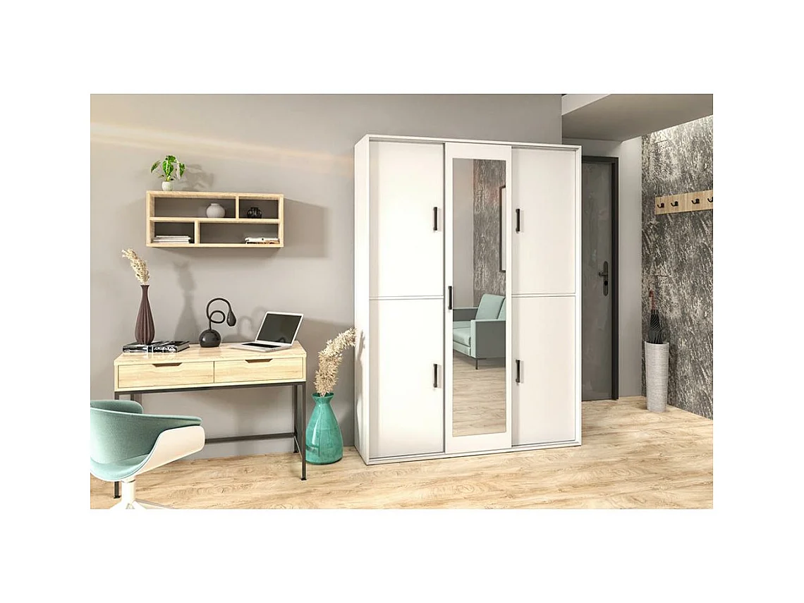 DRAAIDEURKAST Lang 150/205/40 cm 5-deurs wit