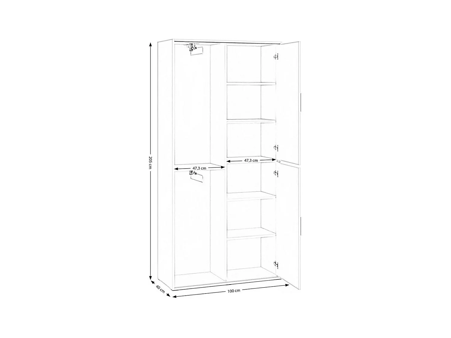 Hangkast 90/205/40 cm 2-deurs wit