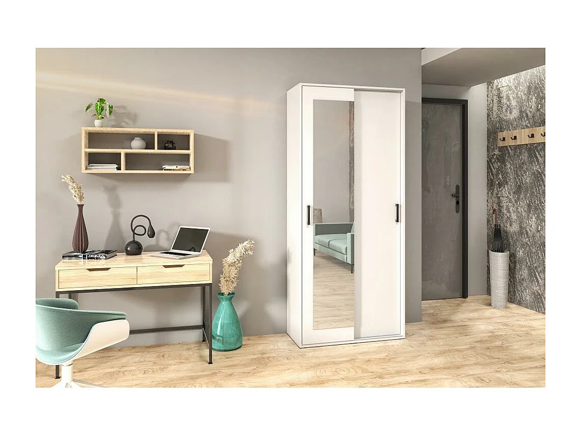 ARMOIRE À PORTES FERMÉES Lano 90/205/40 cm 2 portes blanc