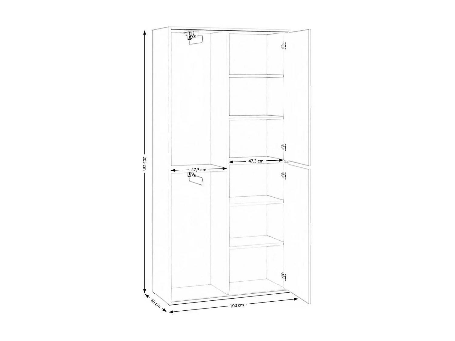 ARMOIRE À PORTES FERMÉES Lano 90/205/40 cm 2 portes blanc