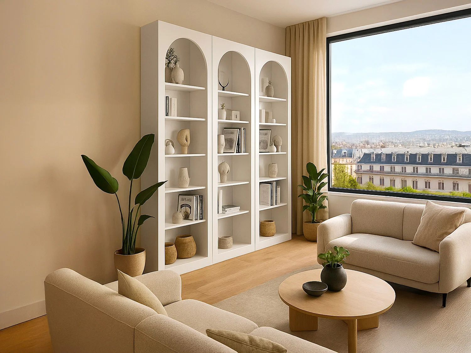 Lot de 3 bibliothèques avec 6 niches - Blanc - CYMORA