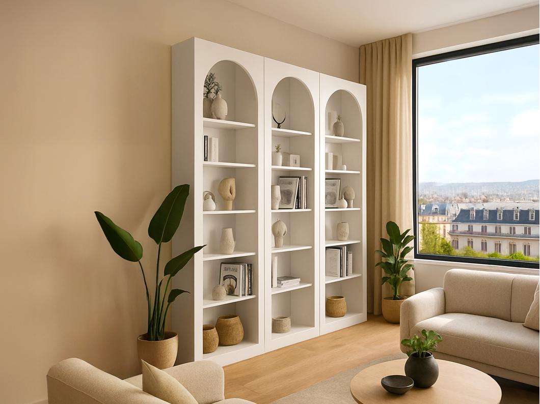 Lot de 3 bibliothèques avec 6 niches - Blanc - CYMORA