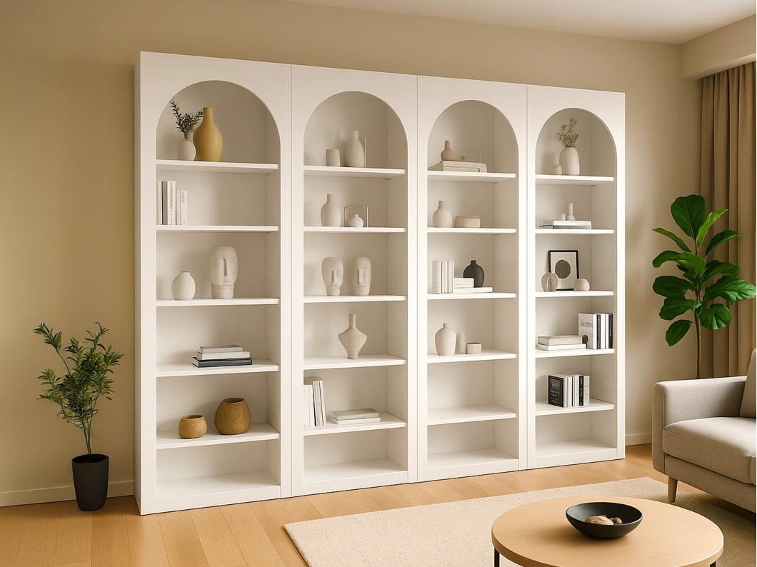 Bücherregal 4er-Set mit 6 Ablagefächern - Weiß - CYMORA