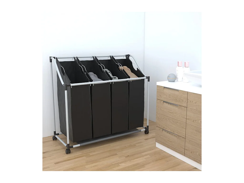 4 Fächer Schwarz Wäschesortierer