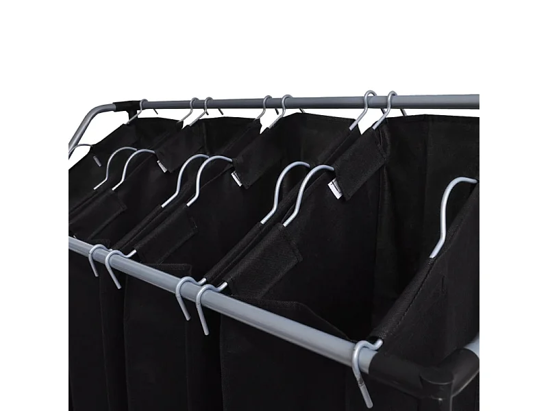 Clasificador de Ropa con 4 Bolsas Grises de Acero - Organizador de Lavandería con Ruedas