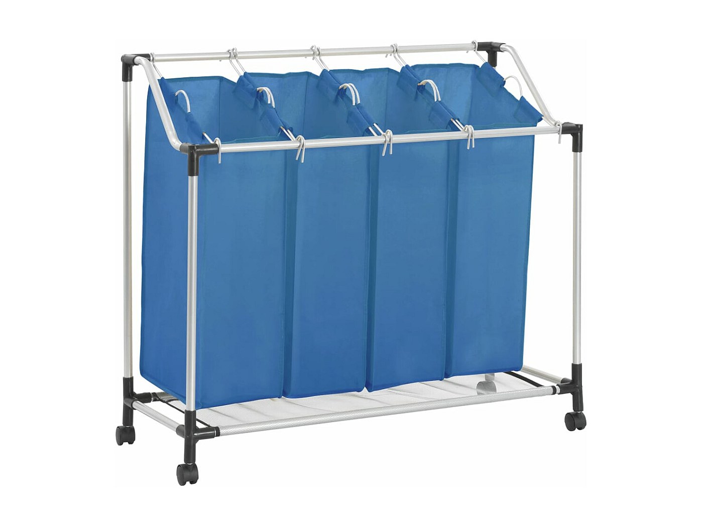 Trieuse à Linge 3 Sacs Avec Roulettes - Chariot De Blanchisserie Noir Acier 20kg