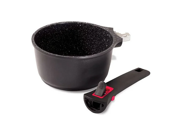 Casserole Granit Pro 16cm + Manche Amovible Baumalu - Cuisine Saine Sans Matière Grasse - Revêtement Anti-adhérent 3 Couches