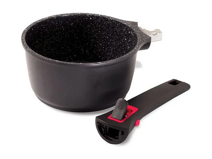 Braadpan Granit Pro 16cm + Afneembare Handgreep Baumalu - Gezond Koken Zonder Vet - 3-Laags Antiaanbaklaag