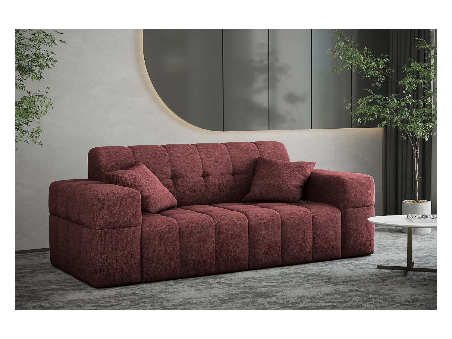 Divano 2 posti Couch serie NIMES tessuto elegante Perfect Harmony rosso vino