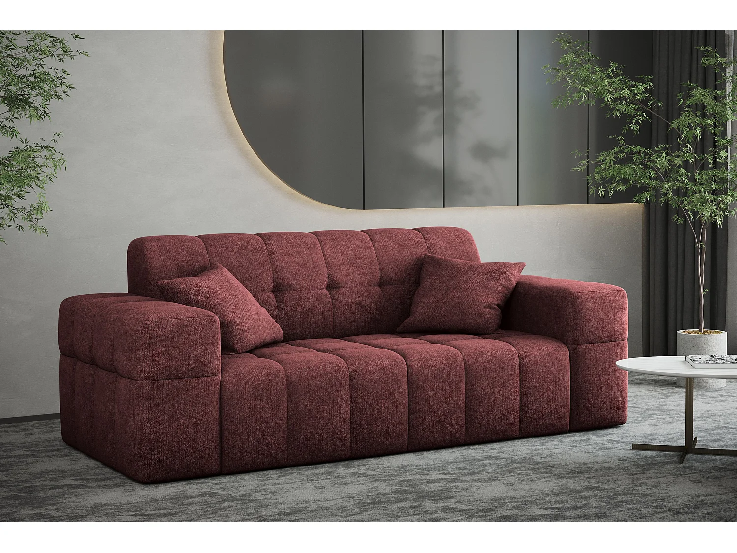 Sofa 2 sitzer Couch serie NIMES stilvol Stoff Perfect Harmony Rotwein