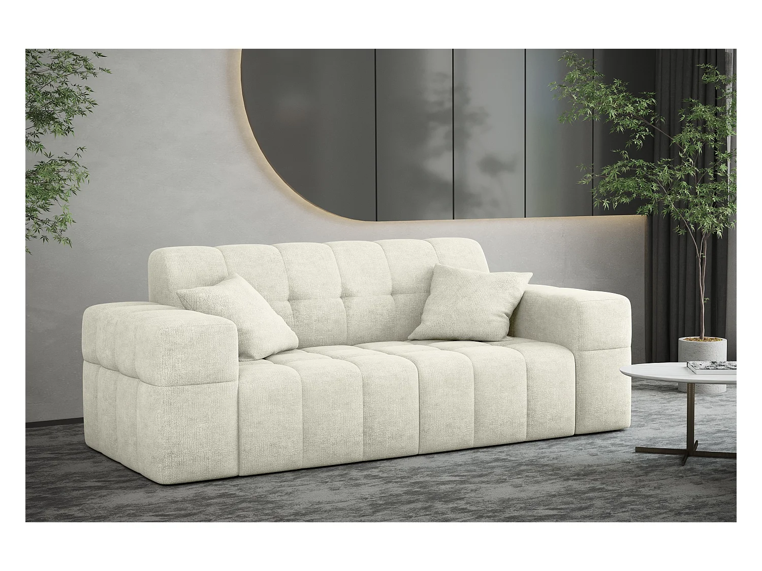 Divano 2 posti serie Couch NIMES tessuto elegante Perfect Harmony Cream