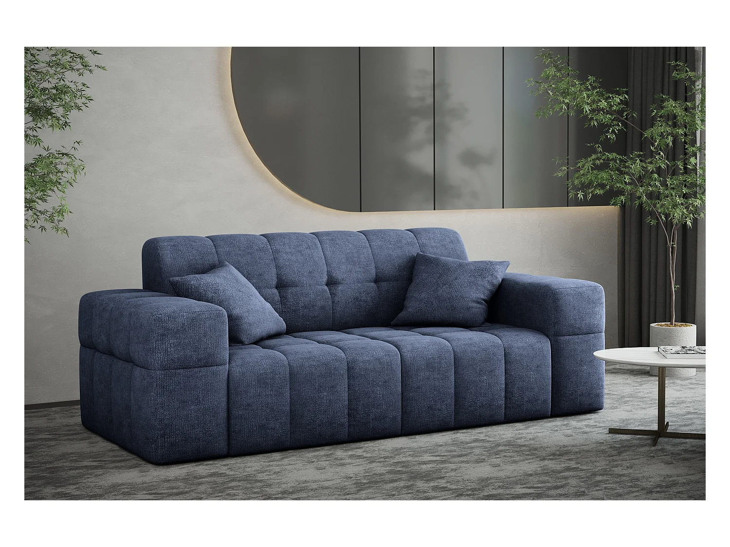 Divano 2 posti serie Couch NIMES tessuto elegante Perfect Harmony Blue