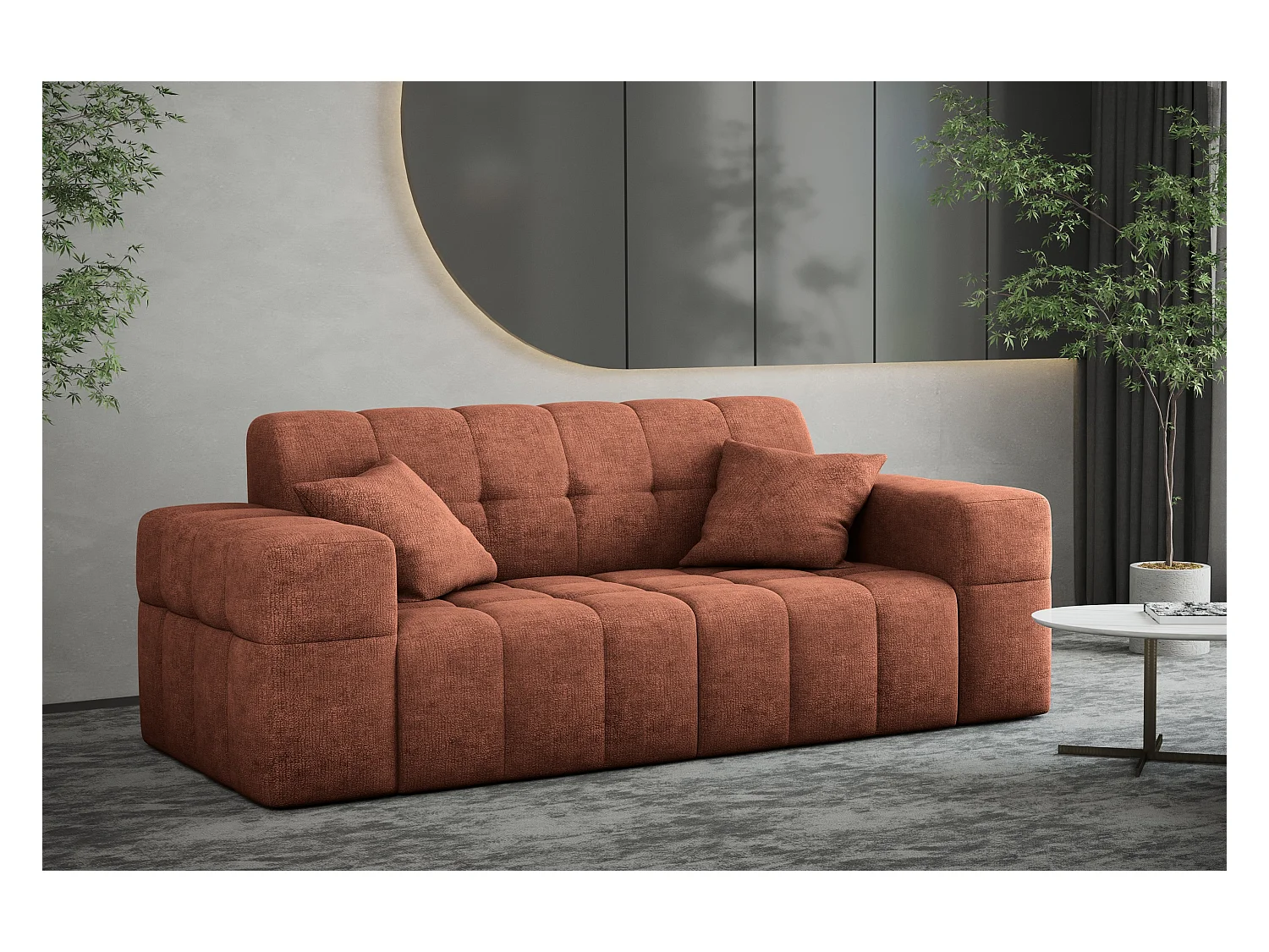 Divano 2 posti Couch serie NIMES tessuto elegante Perfect Harmony Copper