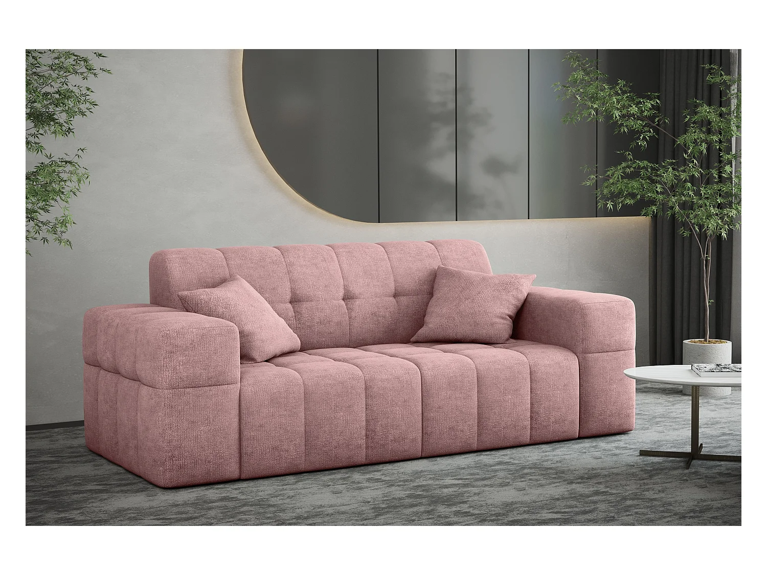 Divano 2 posti serie Couch NIMES tessuto elegante Perfect Harmony Rosa