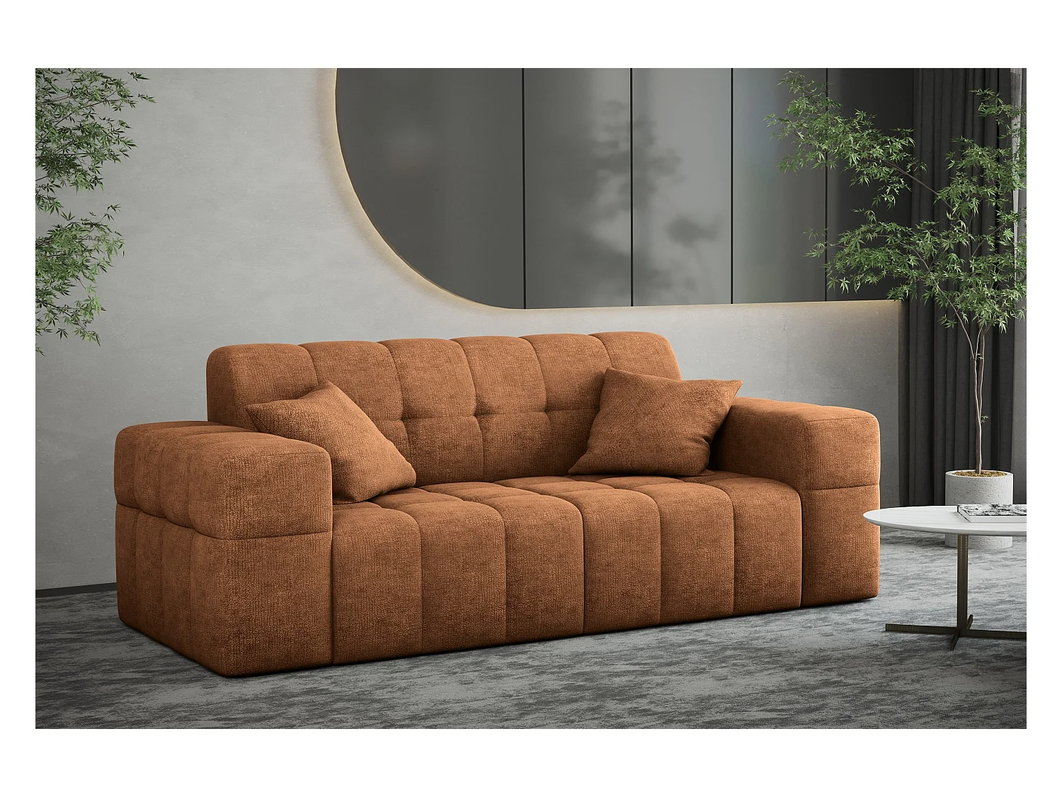 Sofa 2 sitzer Couch serie NIMES stilvol Stoff Perfect Harmony Orange