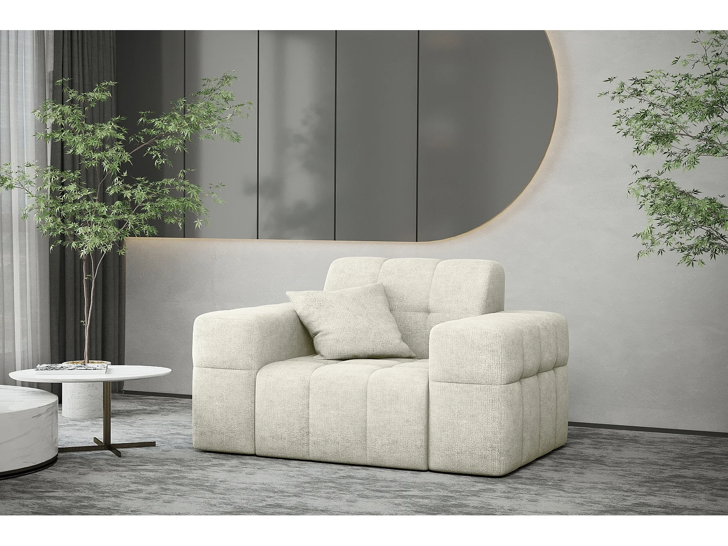 Fauteuil série NIMES tissu élégant Perfect Harmony Cream
