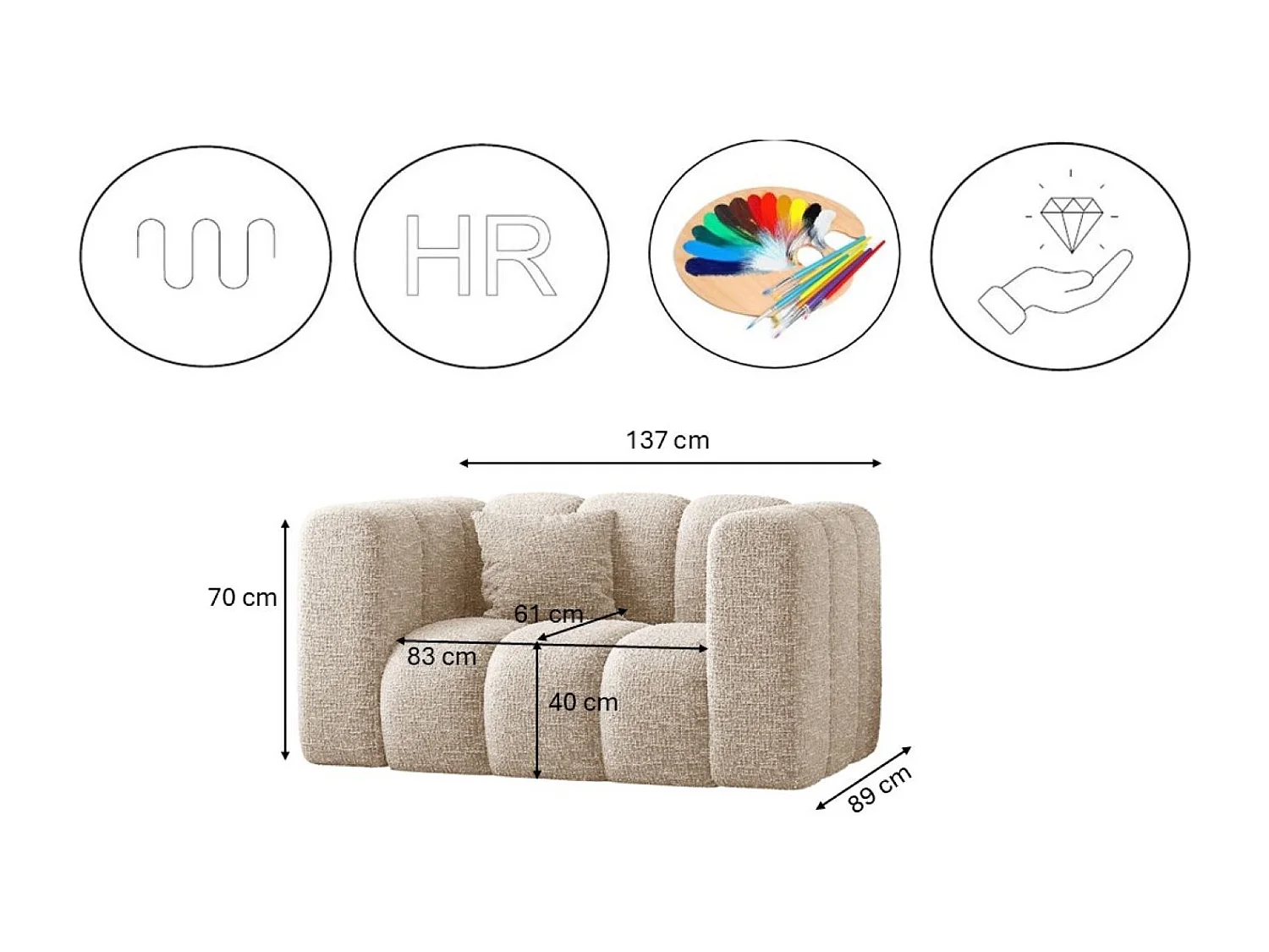 Sessel, Sofa Grand modular stoff Haga Ecru