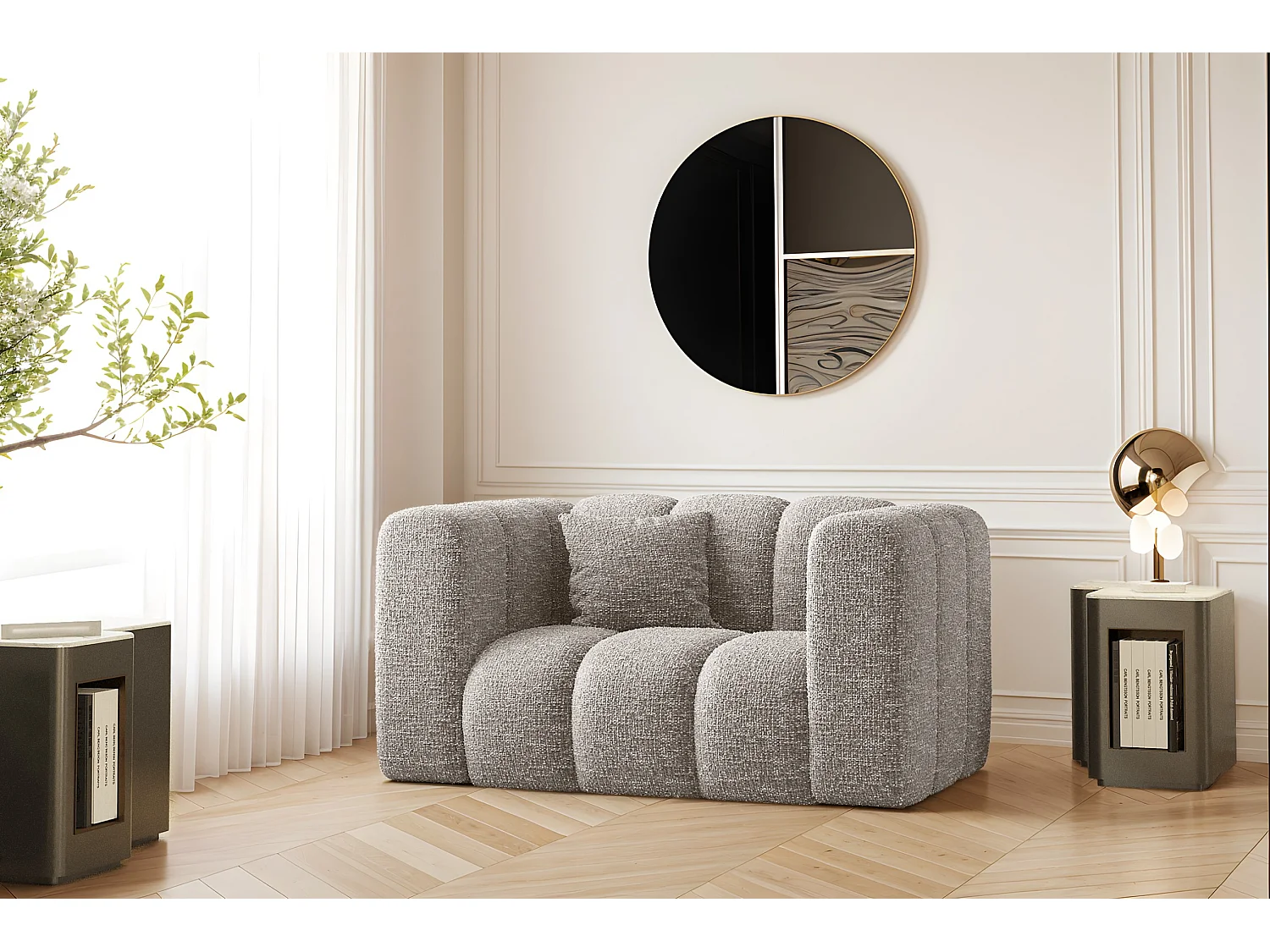 Sessel, Sofa Grand modular stoff Haga Hellgrau