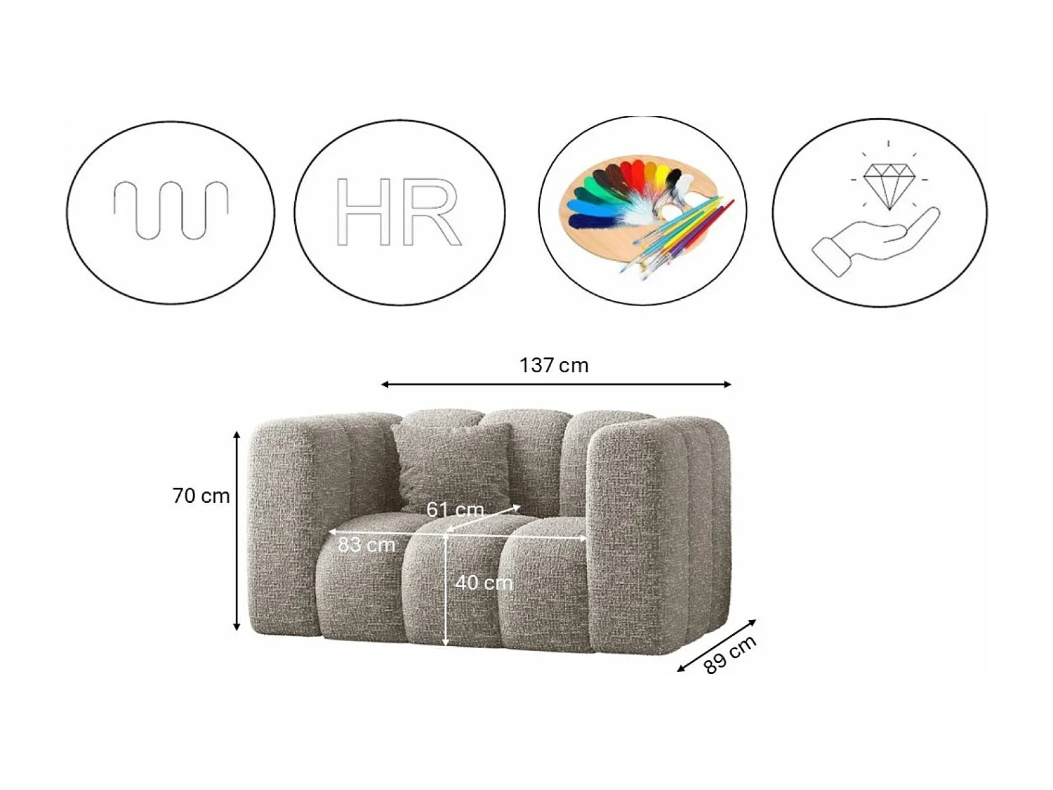 Sessel, Sofa Grand modular stoff Haga Hellgrau