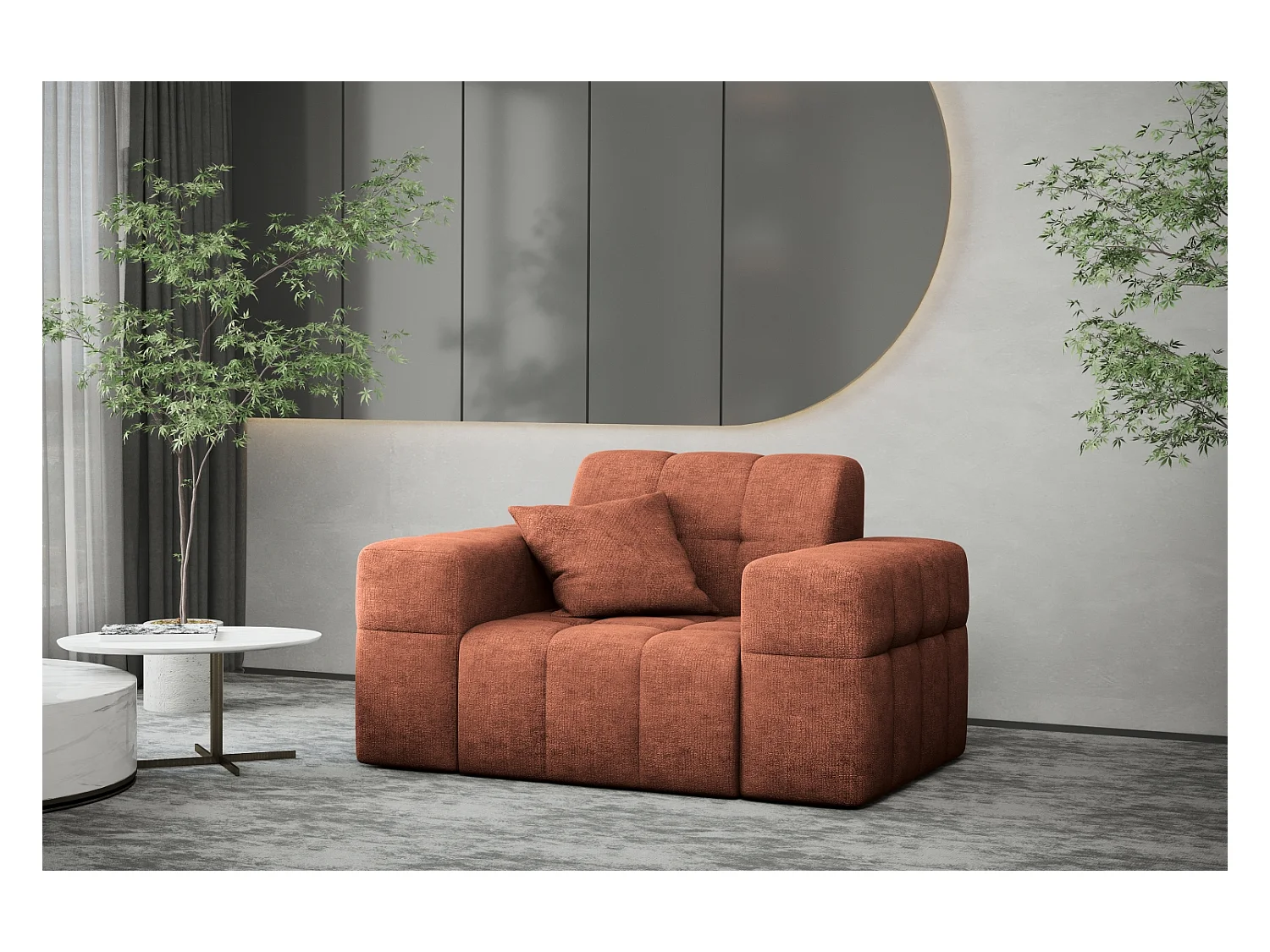 Fauteuil série NIMES tissu élégant Harmonie Parfaite Cuivre