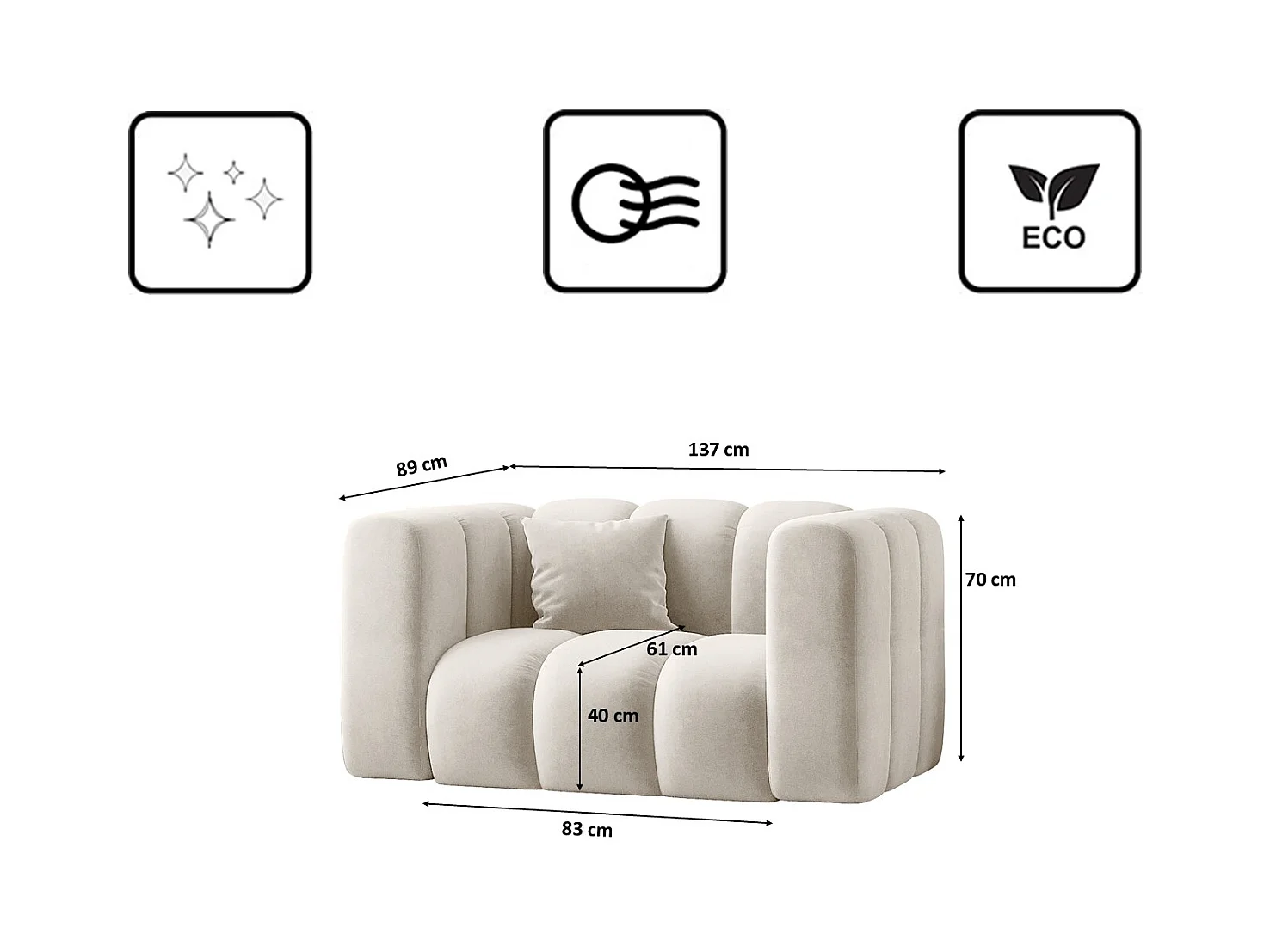 Fauteuil, canapé Grand modulable tissu Salvador Gris Clair