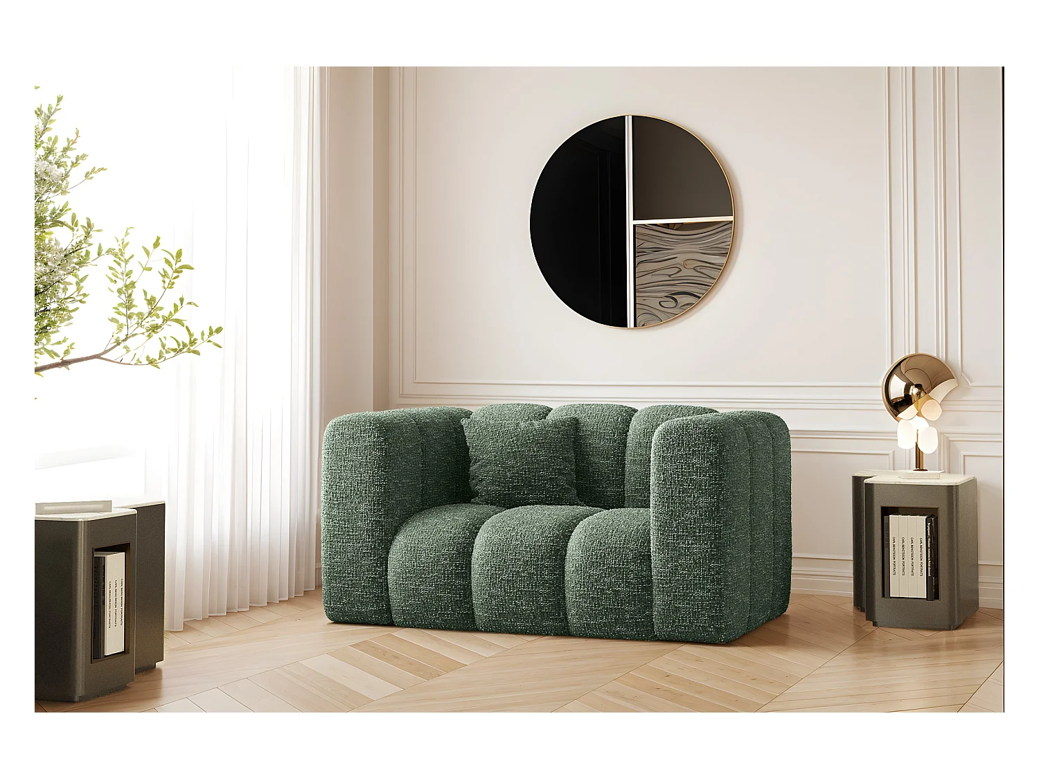 Poltrona, Divano Grand componibile tessuto Haga Green