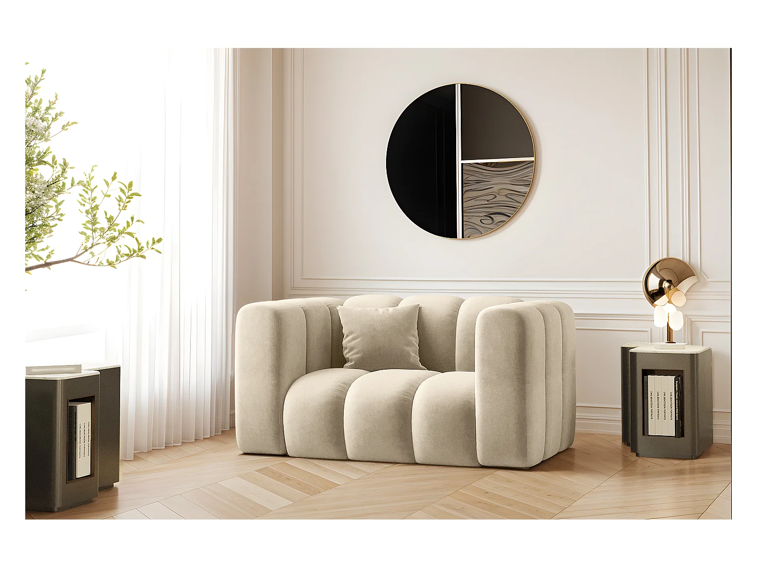 Fauteuil, canapé Grand modulable tissu Salvador Beige