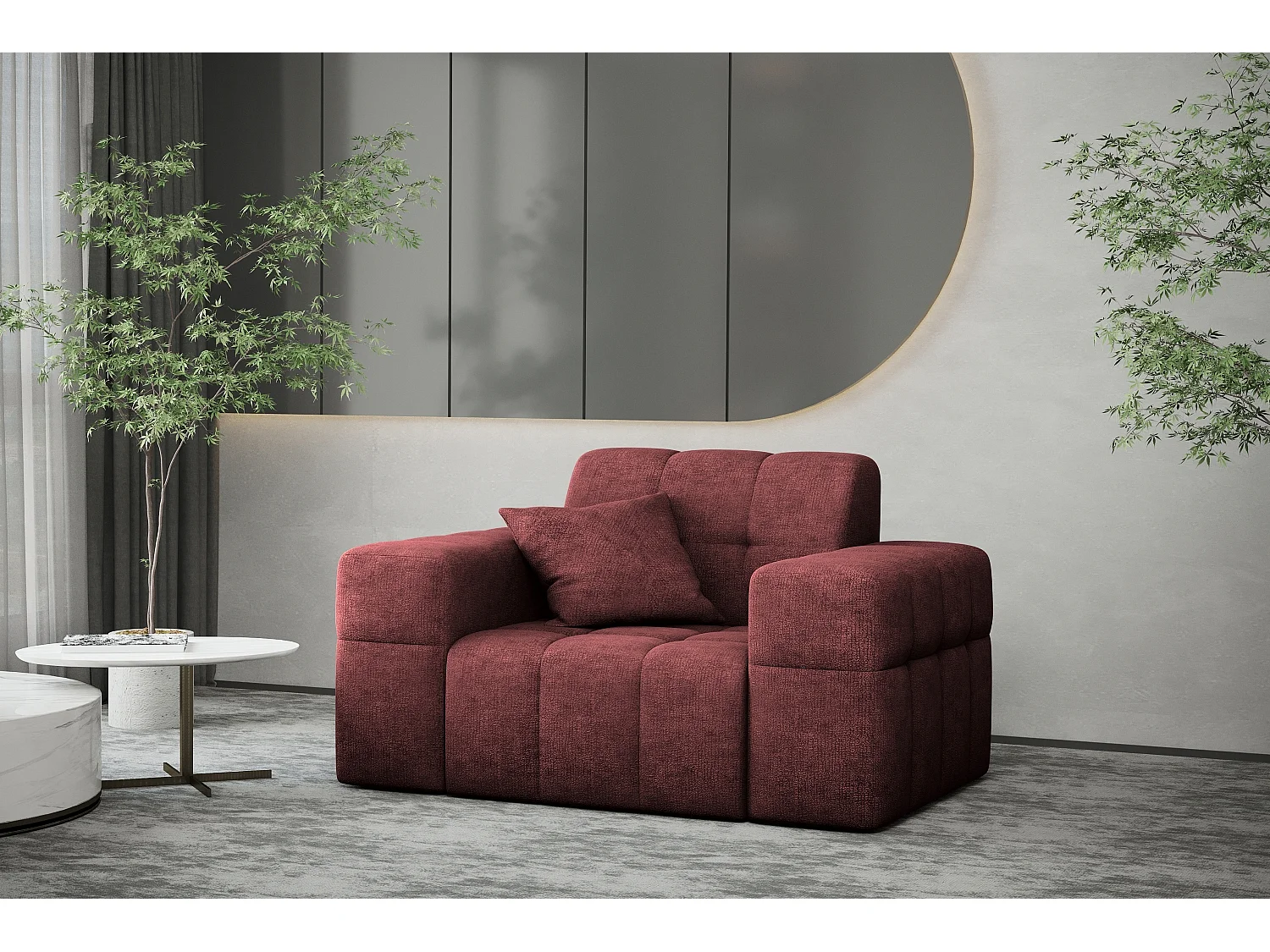 Fauteuil série NIMES tissu élégant Perfect Harmony vin rouge