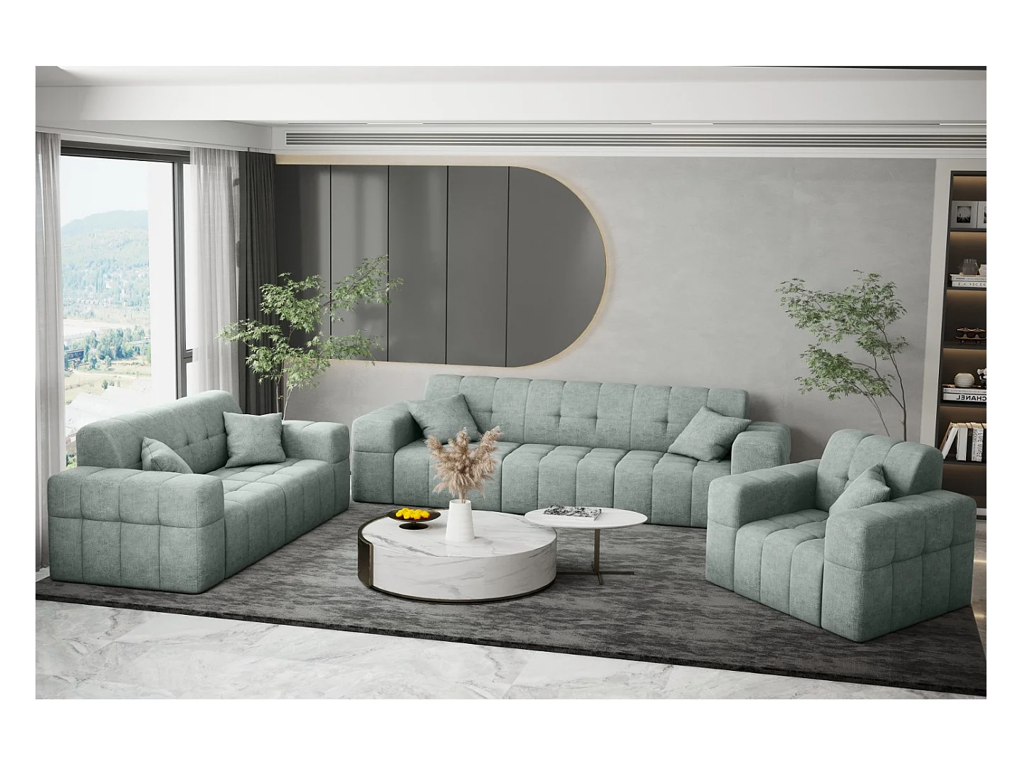 Ensemble de canapés 3+2+1 série NIMES tissu élégant Perfect Harmony Mintz