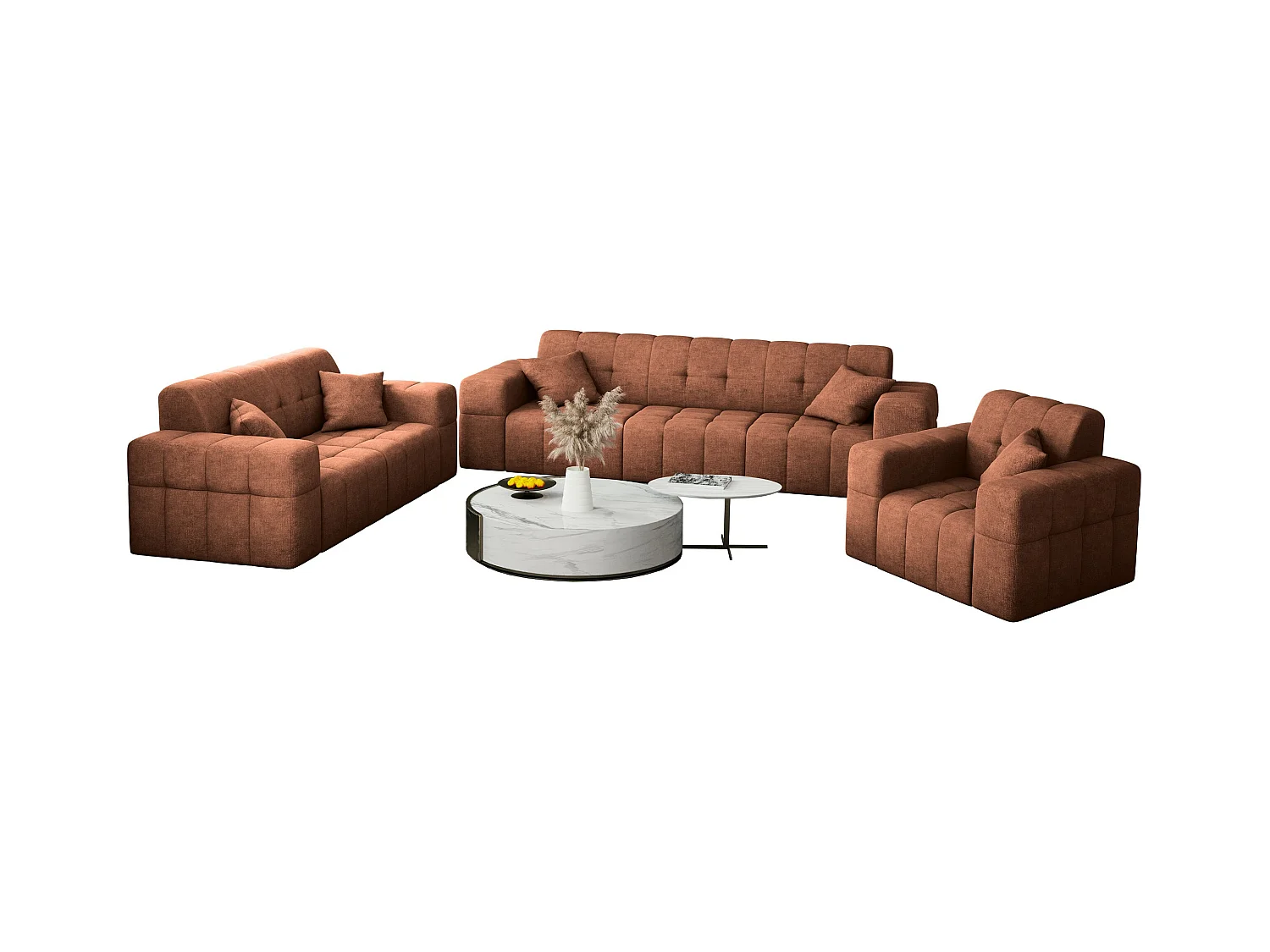 Ensemble de canapés 3+2+1 série NIMES tissu élégant Perfect Harmony Copper