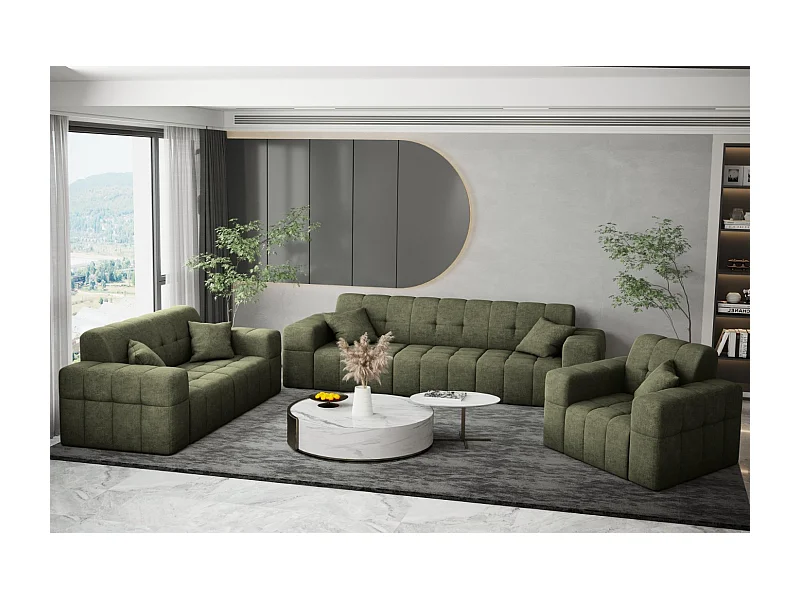 Ensemble de canapés 3+2+1 série NIMES tissu élégant Perfect Harmony Green