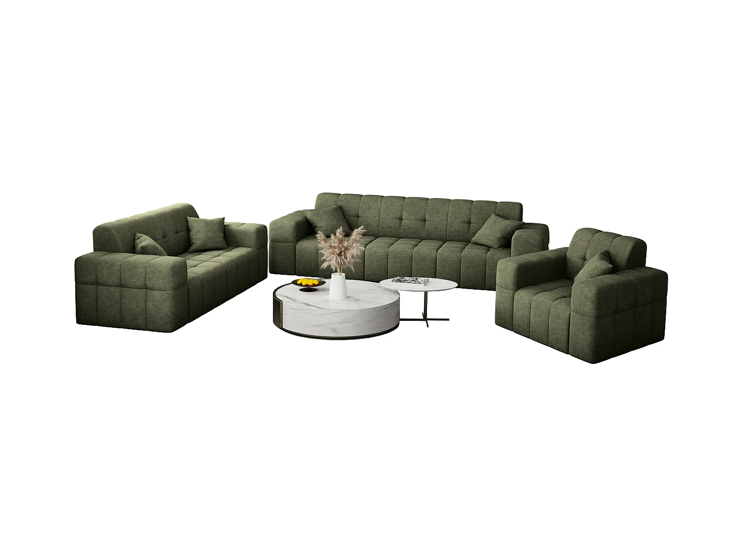 Ensemble de canapés 3+2+1 série NIMES tissu élégant Perfect Harmony Green