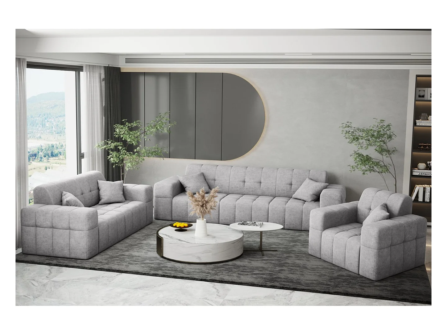 Ensemble de canapés 3+2+1 série NIMES tissu élégant Perfect Harmony Grey