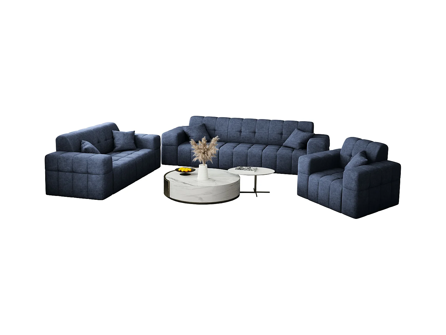 Ensemble de canapés 3+2+1 série NIMES tissu élégant Perfect Harmony Dark Blue