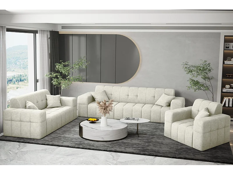 Divano set 3+2+1 Divano set serie NIMES tessuto elegante Perfect Harmony crema