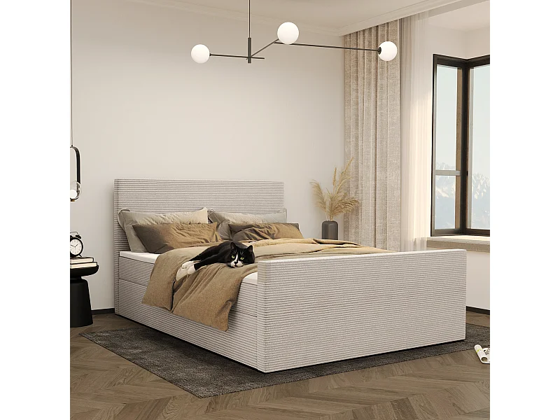 Letto box spring con rete e topper tessuto VIESTA Poso Beige 120x200 cm H3-Bonell
