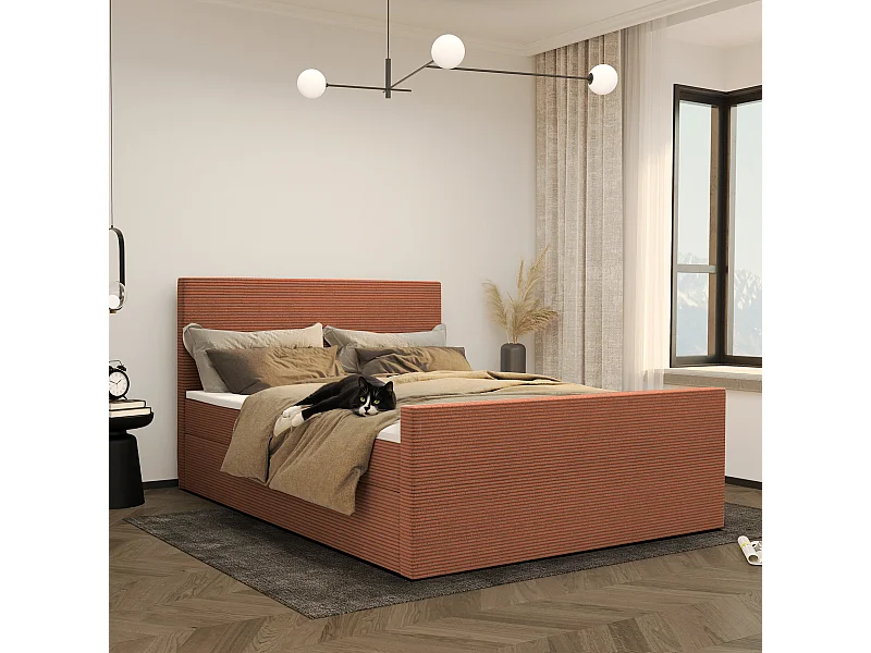 Boxspringbed met bedbodem en topper VIESTA stof Poso brick 160x200 cm H2-Pocket