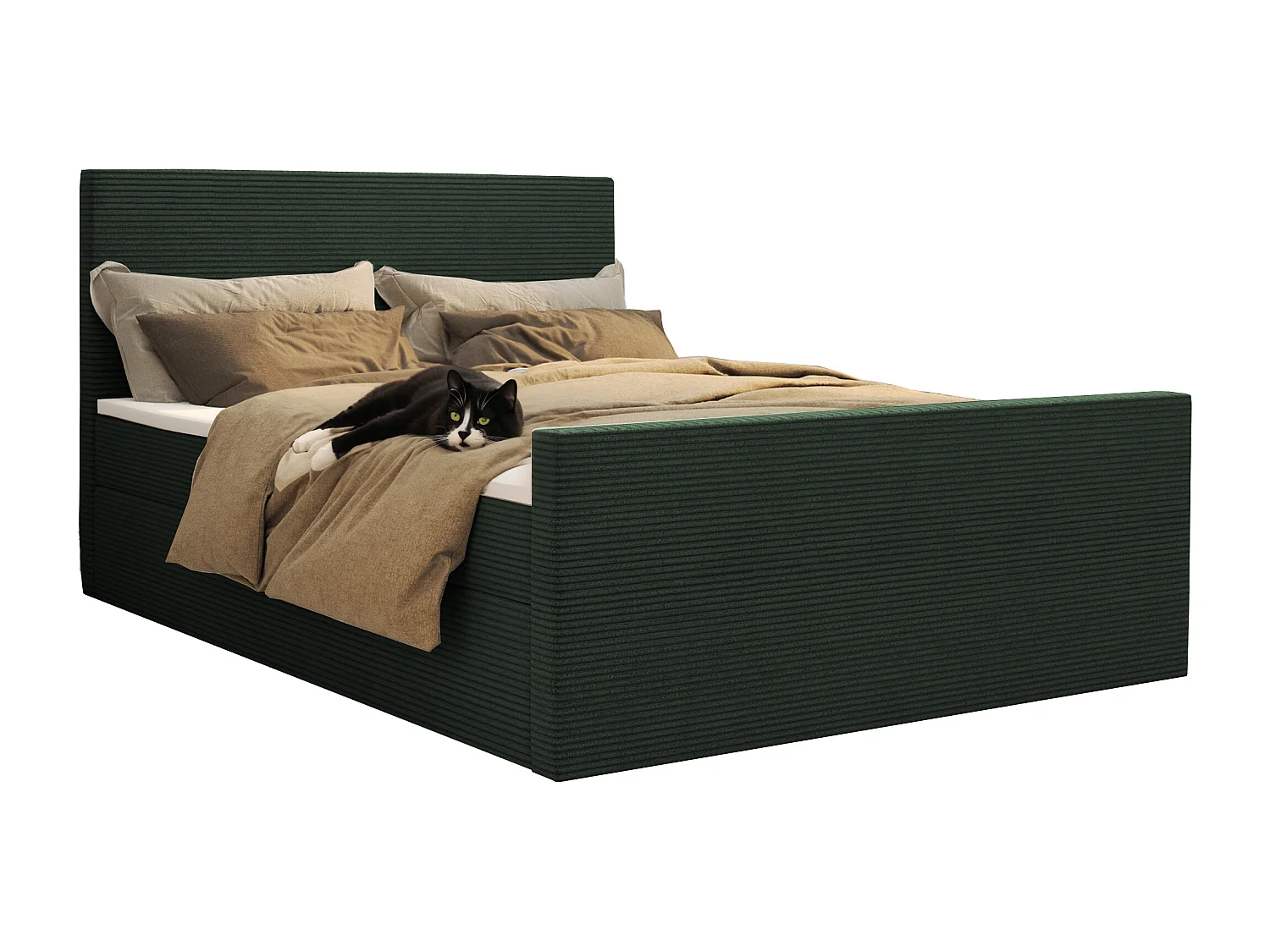 Lit boxspring avec sommier et surmatelas VIESTA tissu Poso Vert 120x200 cm H3-Bonell