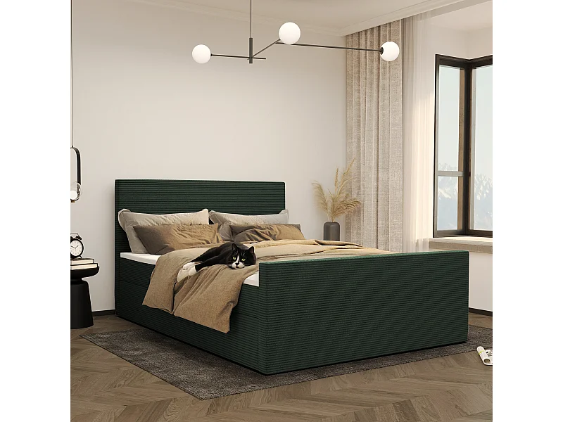 Boxspringbett mit bettkasten und topper VIESTA stoff Poso Grün 120x200 cm H3-Bonell