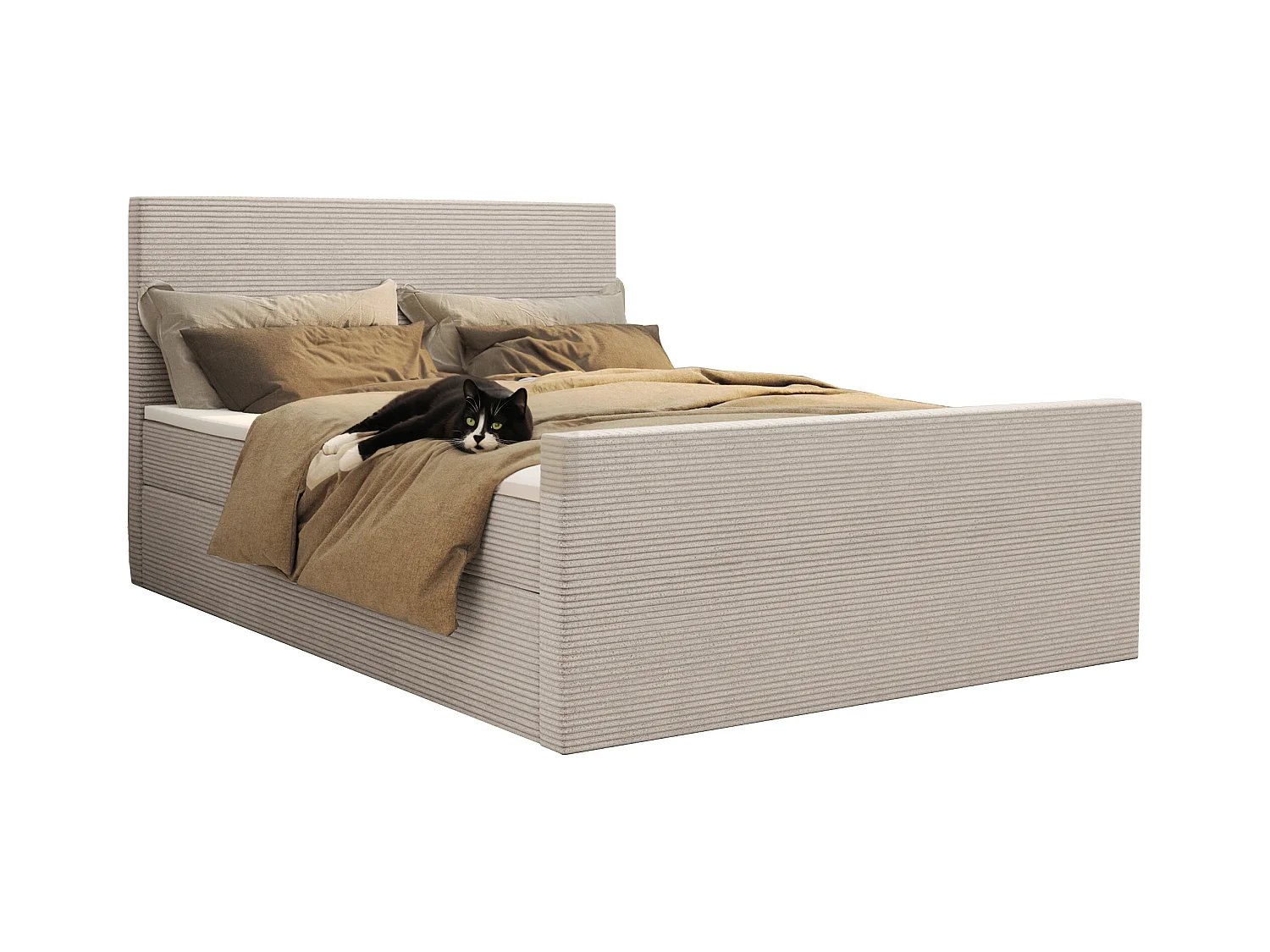 Lit boxspring avec sommier et surmatelas VIESTA tissu Poso Beige 140x200 cm H2-Pocket