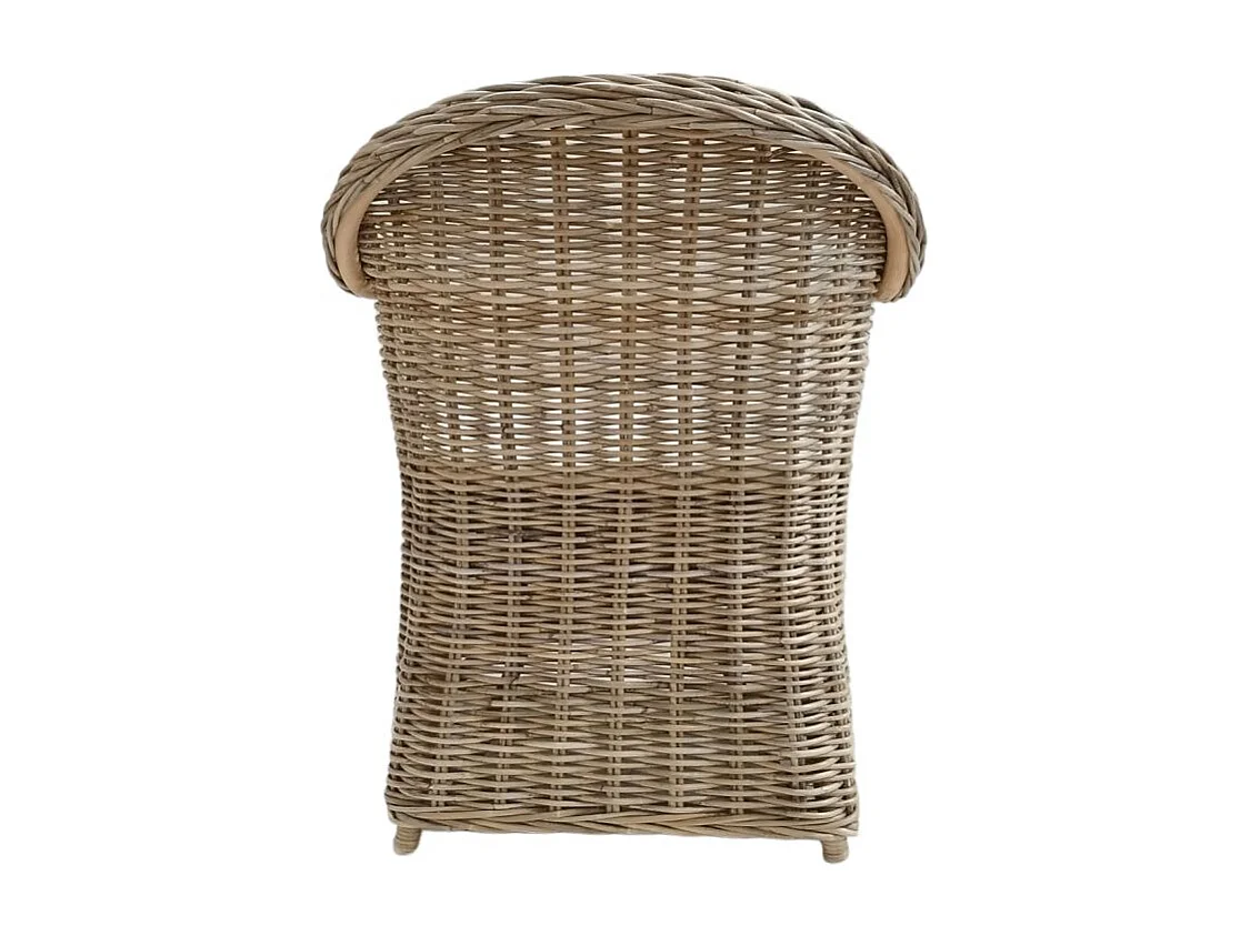 Lot de 2 fauteuils en kubu naturel tressé avec coussin blanc – MAEVA 2