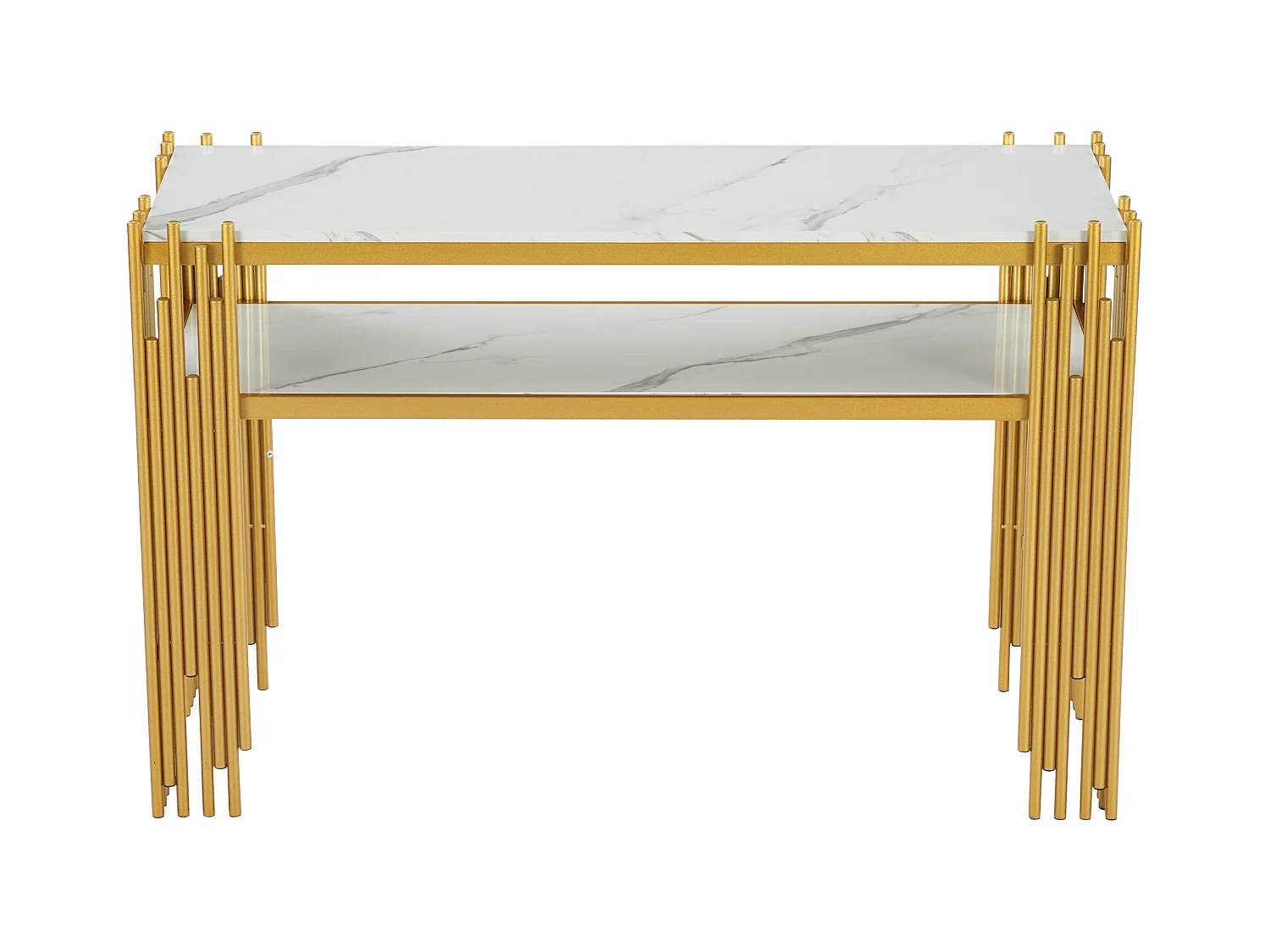 Consola contemporánea 124x44x80 cm - MDF - Blanco + Oro