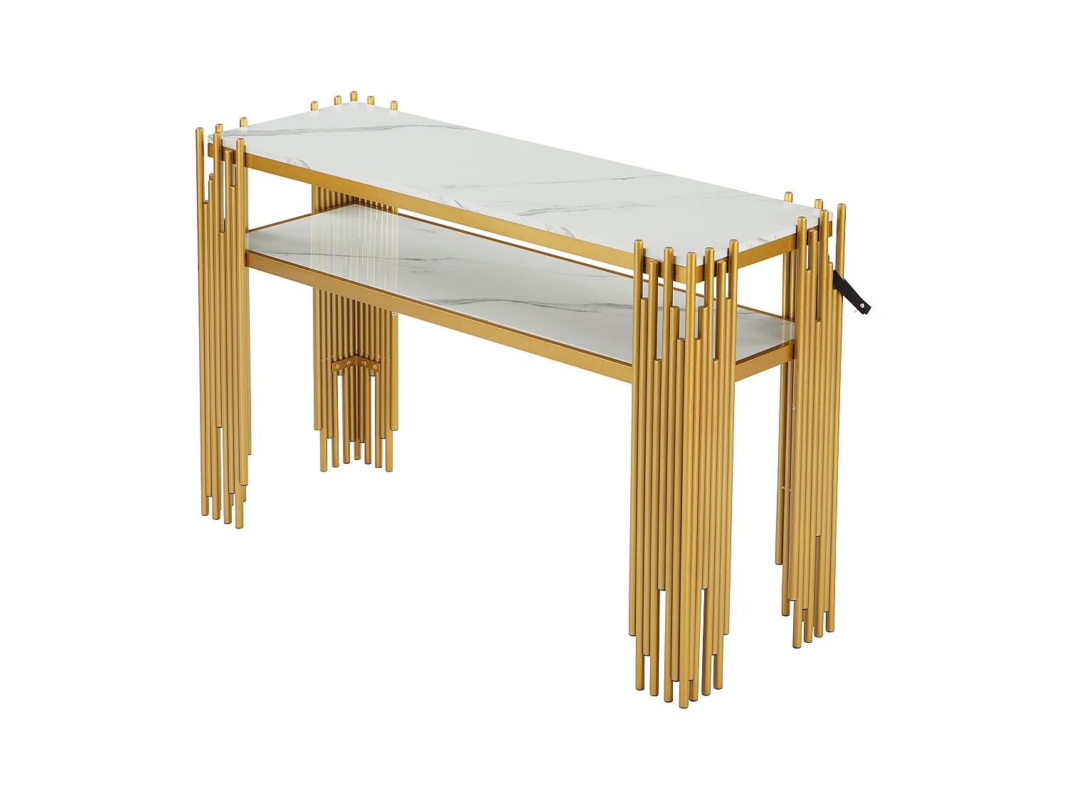 Consola contemporánea 124x44x80 cm - MDF - Blanco + Oro