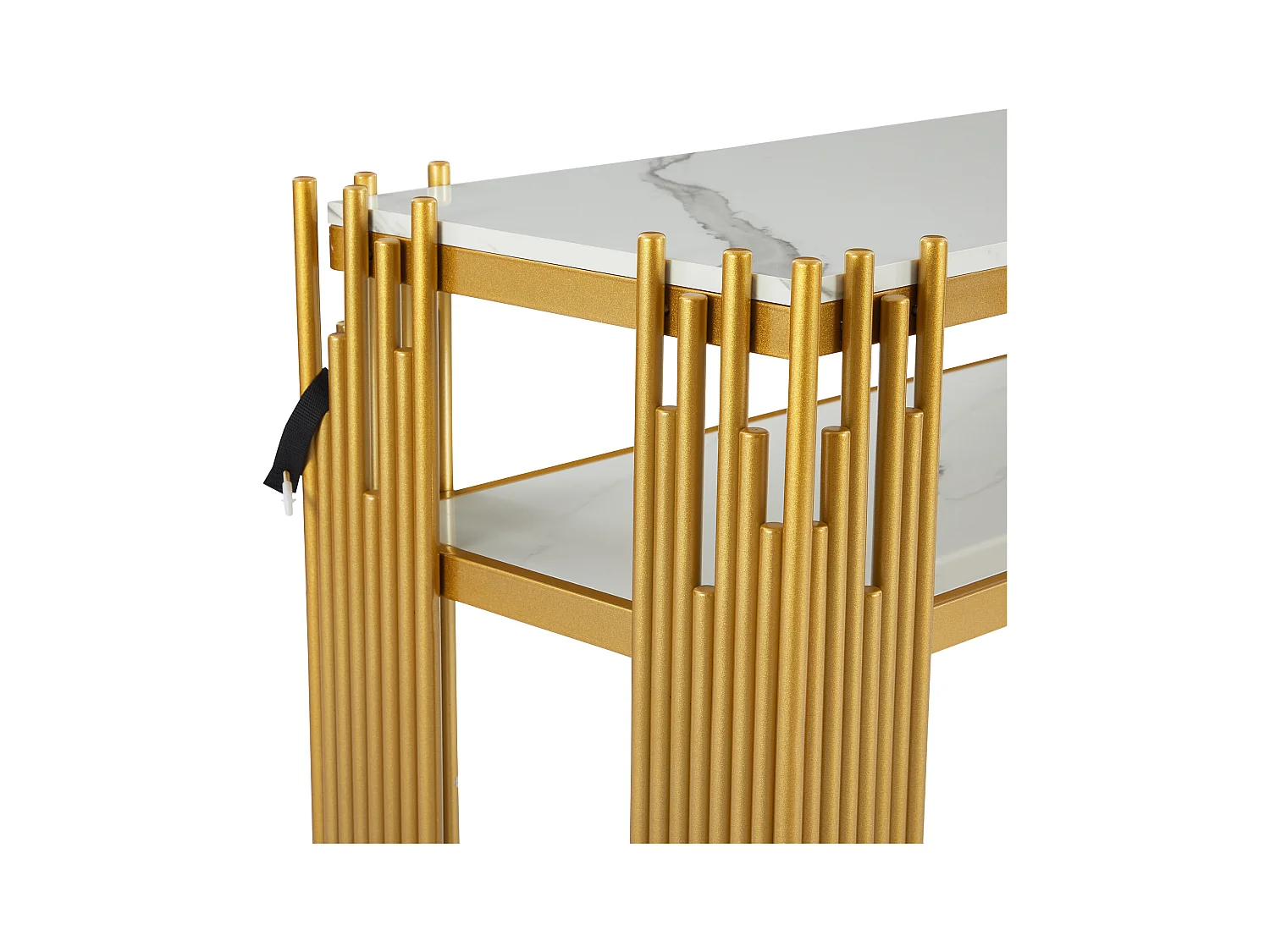 Consola contemporánea 124x44x80 cm - MDF - Blanco + Oro