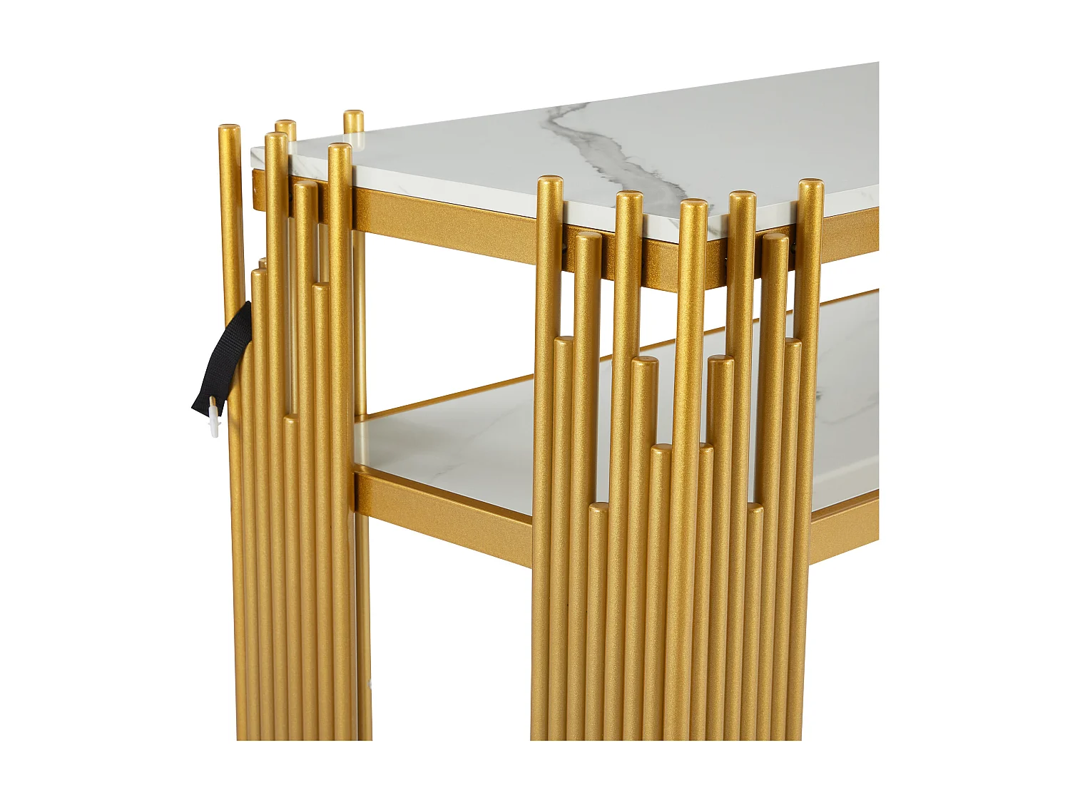 Table console contemporaine 124x44x80cm - MDF - Blanc + Or